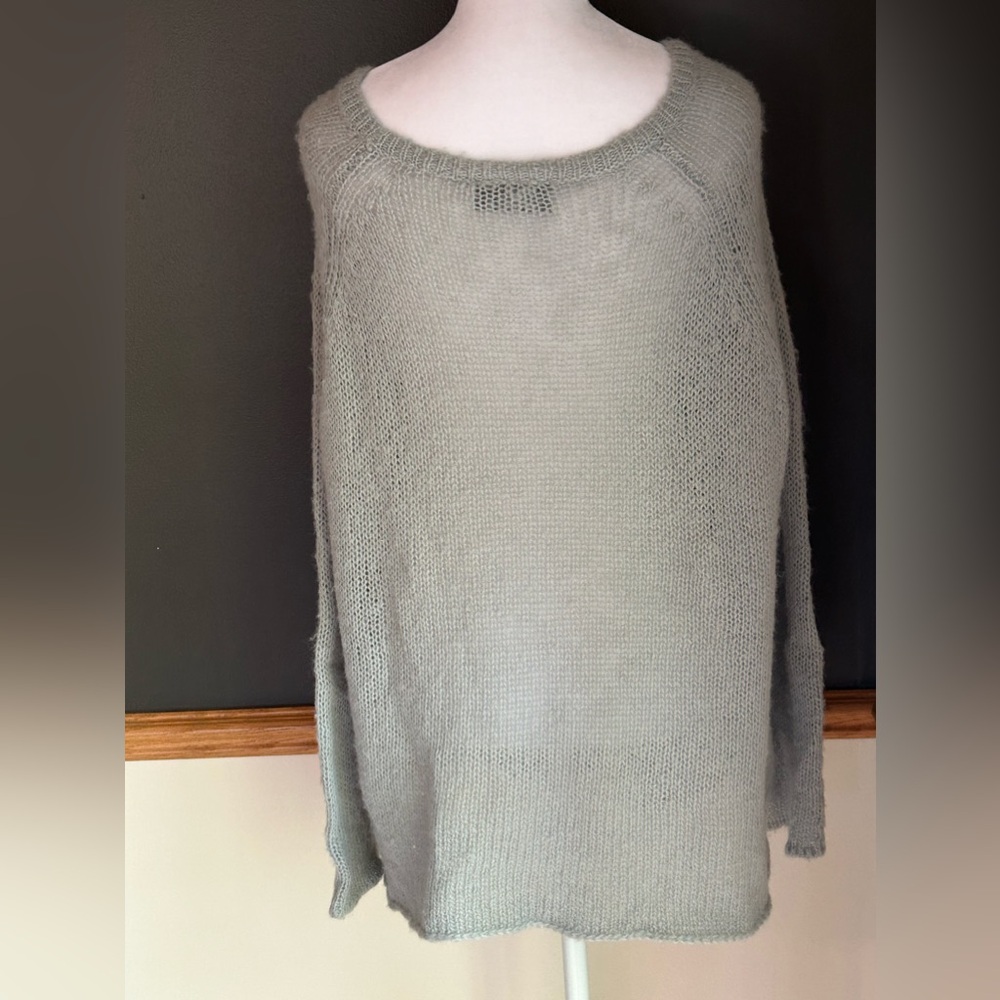 Wooden Ships Paola Buendia Sweater Medium/Large Gray Anchor Loose Knit Slouchy - Picture 4 of 7